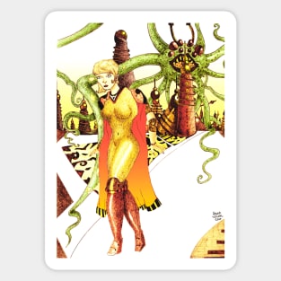 Futuristic Woman [Fantasy Figure Illustration] Sticker